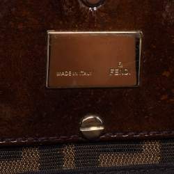 Pre Owned Fendi Tobacco Zucca Canvas and Patent Leather Small Mia Hobo
