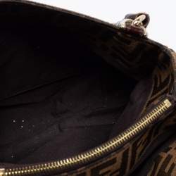 Pre Owned Fendi Tobacco Zucca Canvas and Patent Leather Small Mia Hobo