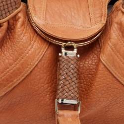 Pre Owned Fendi Tan Textured Leather Spy Bag