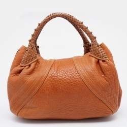 Pre Owned Fendi Tan Textured Leather Spy Bag