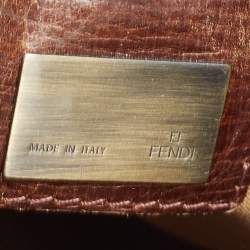 Pre Owned Fendi Tobacco Zucca Canvas and Leather Chef De Jour Bag