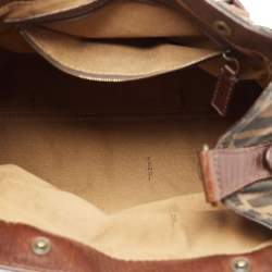 Pre Owned Fendi Tobacco Zucca Canvas and Leather Chef De Jour Bag