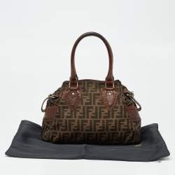 Pre Owned Fendi Tobacco Zucca Canvas and Leather Chef De Jour Bag