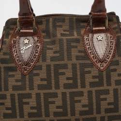 Pre Owned Fendi Tobacco Zucca Canvas and Leather Chef De Jour Bag