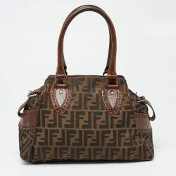 Pre Owned Fendi Tobacco Zucca Canvas and Leather Chef De Jour Bag