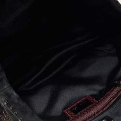 Pre Owned Fendi Black Beads Embellishment Suede and Python Tote 