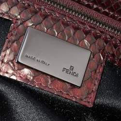 Pre Owned Fendi Black Beads Embellishment Suede and Python Tote 