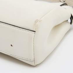 Fendi White Leather Micro Peekaboo Top Handle Bag