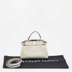 Fendi White Leather Micro Peekaboo Top Handle Bag