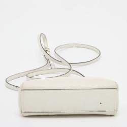 Fendi White Leather Micro Peekaboo Top Handle Bag