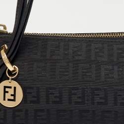 Pre Owned Fendi Dark Brown Zucchino Canvas and Leather Forever Pochette Bag