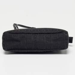 Pre Owned Fendi Dark Brown Zucchino Canvas and Leather Forever Pochette Bag