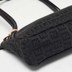 Pre Owned Fendi Dark Brown Zucchino Canvas and Leather Forever Pochette Bag