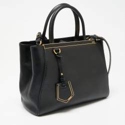 Pre Owned حقيبة يد فندي 2جور جلد سوداء صغيرة