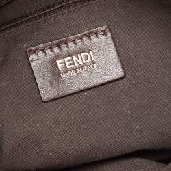Pre Owned Fendi Silver/Gold Zucca Lurex Fabric Mia Flap Shoulder Bag