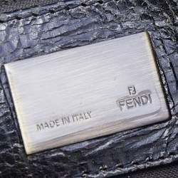 Pre Owned Fendi Brown/Gold Glitter Leather Medium Du Jour Satchel