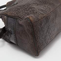 Pre Owned Fendi Brown/Gold Glitter Leather Medium Du Jour Satchel