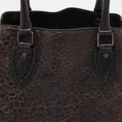 Pre Owned Fendi Brown/Gold Glitter Leather Medium Du Jour Satchel