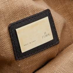Pre Owned Fendi Tobacco Zucca Canvas And Ostrich Spy Hobo