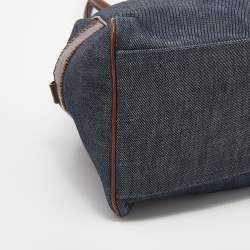 Pre Owned Fendi Blue/Dark Brown Denim And Leather De Jour Satchel
