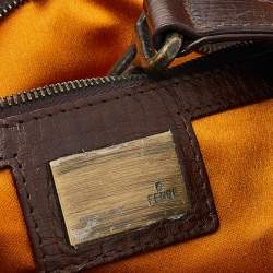 Pre Owned Fendi Blue/Dark Brown Denim And Leather De Jour Satchel