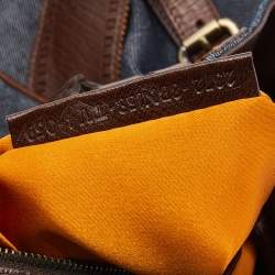 Pre Owned Fendi Blue/Dark Brown Denim And Leather De Jour Satchel