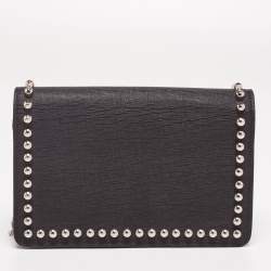 Pre Owned Fendi Black Leather Karlito Wallet on Chain Bag