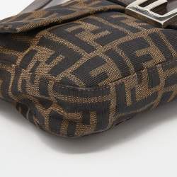 Pre Owned Fendi Tobacco Zucca Canvas And Leather Mini Mama Baguette