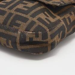 Pre Owned Fendi Tobacco Zucca Canvas And Leather Mini Mama Baguette