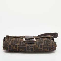 Pre Owned Fendi Tobacco Zucca Canvas And Leather Mini Mama Baguette