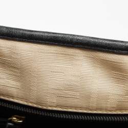 Pre Owned Fendi Cream/Black Zucca Quilted Canvas And Leather Roll Shopper Tote