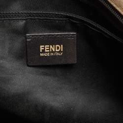 Pre Owned Fendi Cream/Black Zucca Quilted Canvas And Leather Roll Shopper Tote