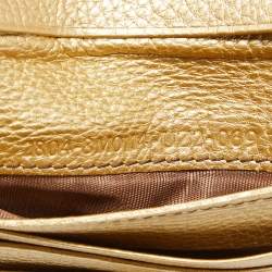 Pre Owned Fendi Tobacco/Gold Zucca Canvas and Leather French Compact Wallet