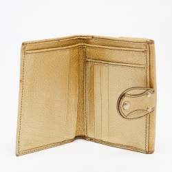 Pre Owned Fendi Tobacco/Gold Zucca Canvas and Leather French Compact Wallet