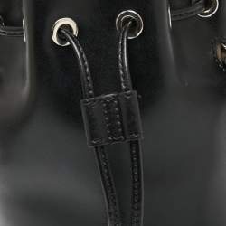Pre Owned Fendi Black Leather Pearl Embellished Mini Mon Tresor Bucket Bag