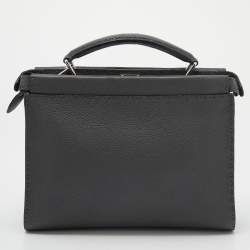 Pre Owned Fendi Grey Leather Mini Peekaboo Fit Bag