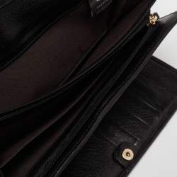 مملوكة مسبقًا Fendi Black Zucca Canvas and Leather FF Flap Continental Wallet
