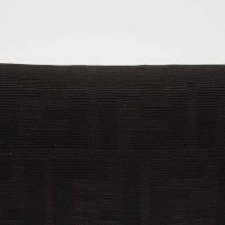 مملوكة مسبقًا Fendi Black Zucca Canvas and Leather FF Flap Continental Wallet