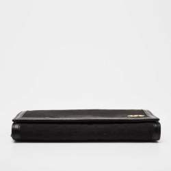 مملوكة مسبقًا Fendi Black Zucca Canvas and Leather FF Flap Continental Wallet