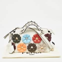 Fendi Off White Leather Mini By The Way Flowerland Crossbody Bag
