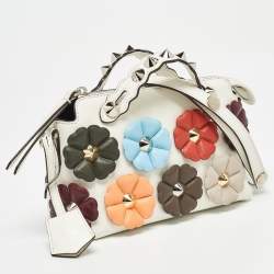 Fendi Off White Leather Mini By The Way Flowerland Crossbody Bag