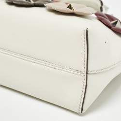 Fendi Off White Leather Mini By The Way Flowerland Crossbody Bag