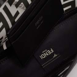 Fendi Black Leather and Zucca PVC Mini Baguette Bag