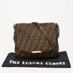 Pre Owned حقيبة كروس فندي جلد وكانفاس زوكا توباكو بقلاب