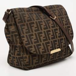 Pre Owned حقيبة كروس فندي جلد وكانفاس زوكا توباكو بقلاب