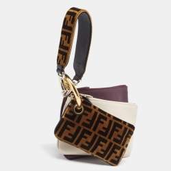 Pre Owned Fendi Multicolor Zucca Velvet and Leather Triplette Clutch Bag