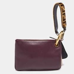Pre Owned Fendi Multicolor Zucca Velvet and Leather Triplette Clutch Bag