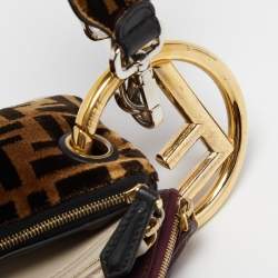 Pre Owned Fendi Multicolor Zucca Velvet and Leather Triplette Clutch Bag