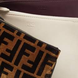 Pre Owned Fendi Multicolor Zucca Velvet and Leather Triplette Clutch Bag