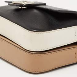Pre Owned Fendi Bicolor Leather Micro Double Shoulder Bag